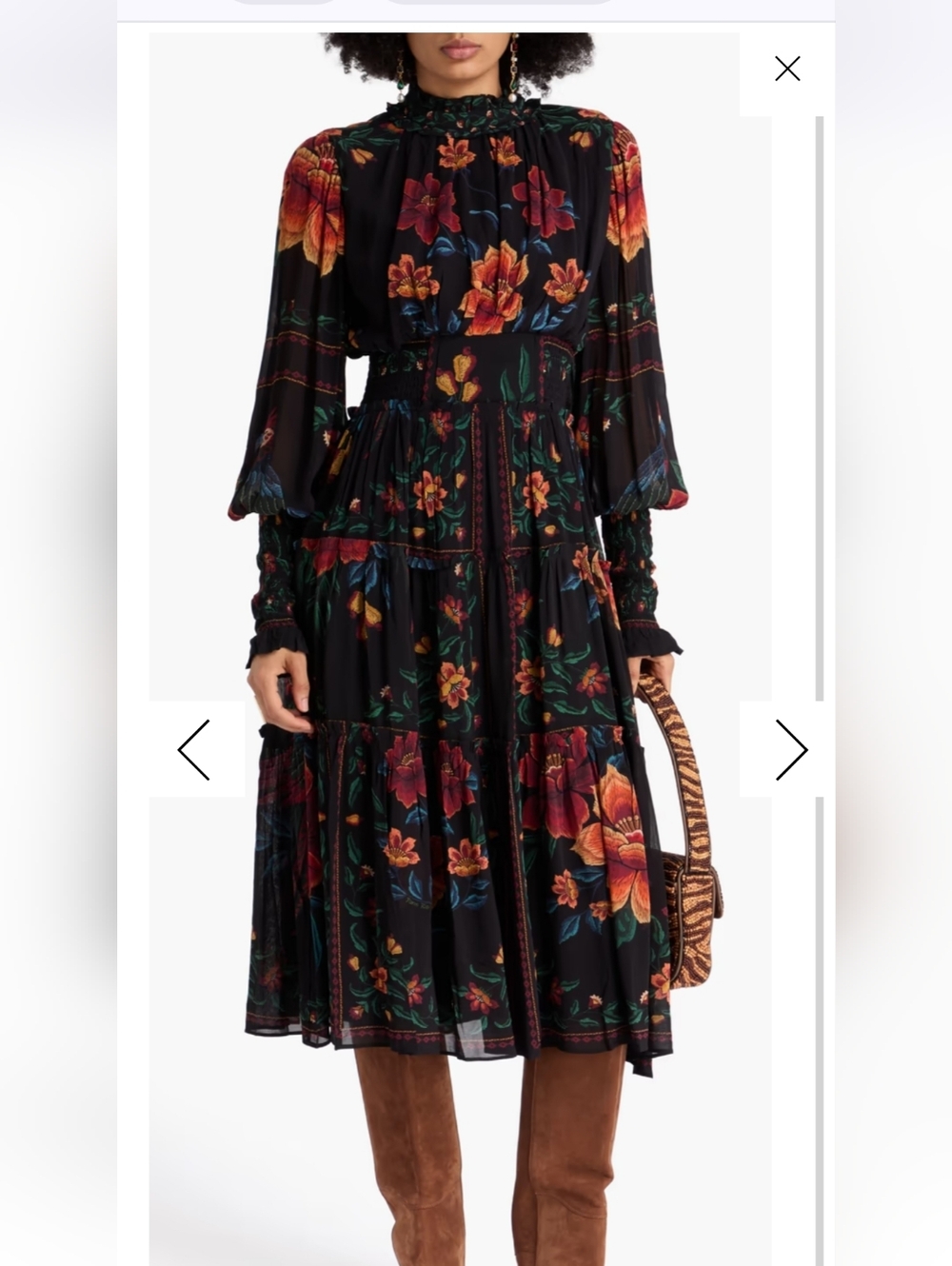 FARM Rio Black Maxi Dress with Orange and Yellow Floral Print - Picture 5 of 5